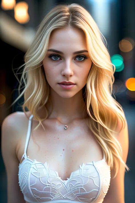 gorgeous woman with extra long wavy blonde hair, detailed alluring eyes, long sexy legs, wearing tiny shorts, t-shirt, ((detailed facial features)), (finely detailed skin), pale skin, realistic skin texture, extreme skin details, (pores:0.1), in the backgr...