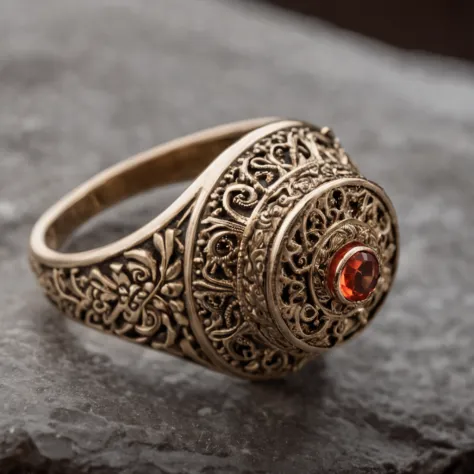 Supreme Ring，Imperial creatures，This is（Supreme Lord of the Rings：6.66），The magic pattern on it emits the light of the Tyndall effect，It shines with a noble golden glow throughout，The golden-red tone is filled with dark-style graphics