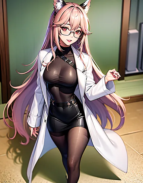 solo,photorealistic,masterpiece, best quality, detailed,looking at viewer,full body,small breasts,perfect female body, persica,lab coat,cute,no glasses