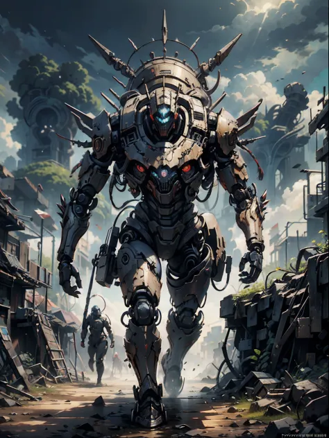 robot, full body, Apocalypse, dooms day, Illustration, cinematic light, high resolution, best quality, ultra detailed, masterpiece,