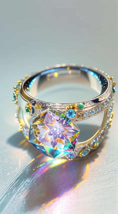 object, (1 complex magic ring made of diamonds), flower, Colorful, solofocus, Ballpoint pen stroke, (Masterpiece), High quality, Masterpiece