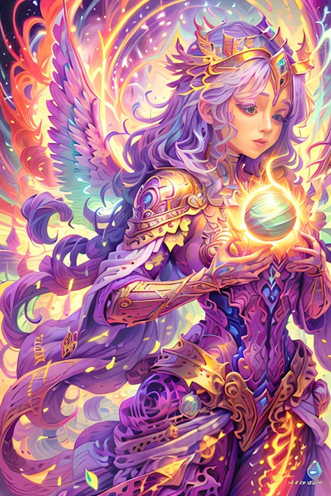 Hello, IA! Please create a creature of light, a beautiful angel of light, a magical spirit of light, is a character full of a se...
