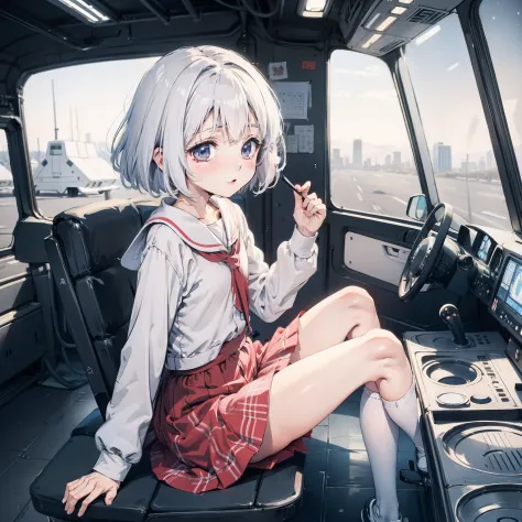 space ship，Loli,elementary student，One Little Girl，独奏, (with short white hair:1.2),