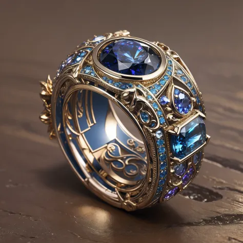 Masterpiece，highest  quality，(Nothing but the ring)，(No Man),Phoenix ring setting，starrysky，Wrapped around the end from beginning to end，Delicate silver ring，Starry sky in the ring,The sheen，inverted image，Sparkling blue-purple gemstones，Elegant and noble，...