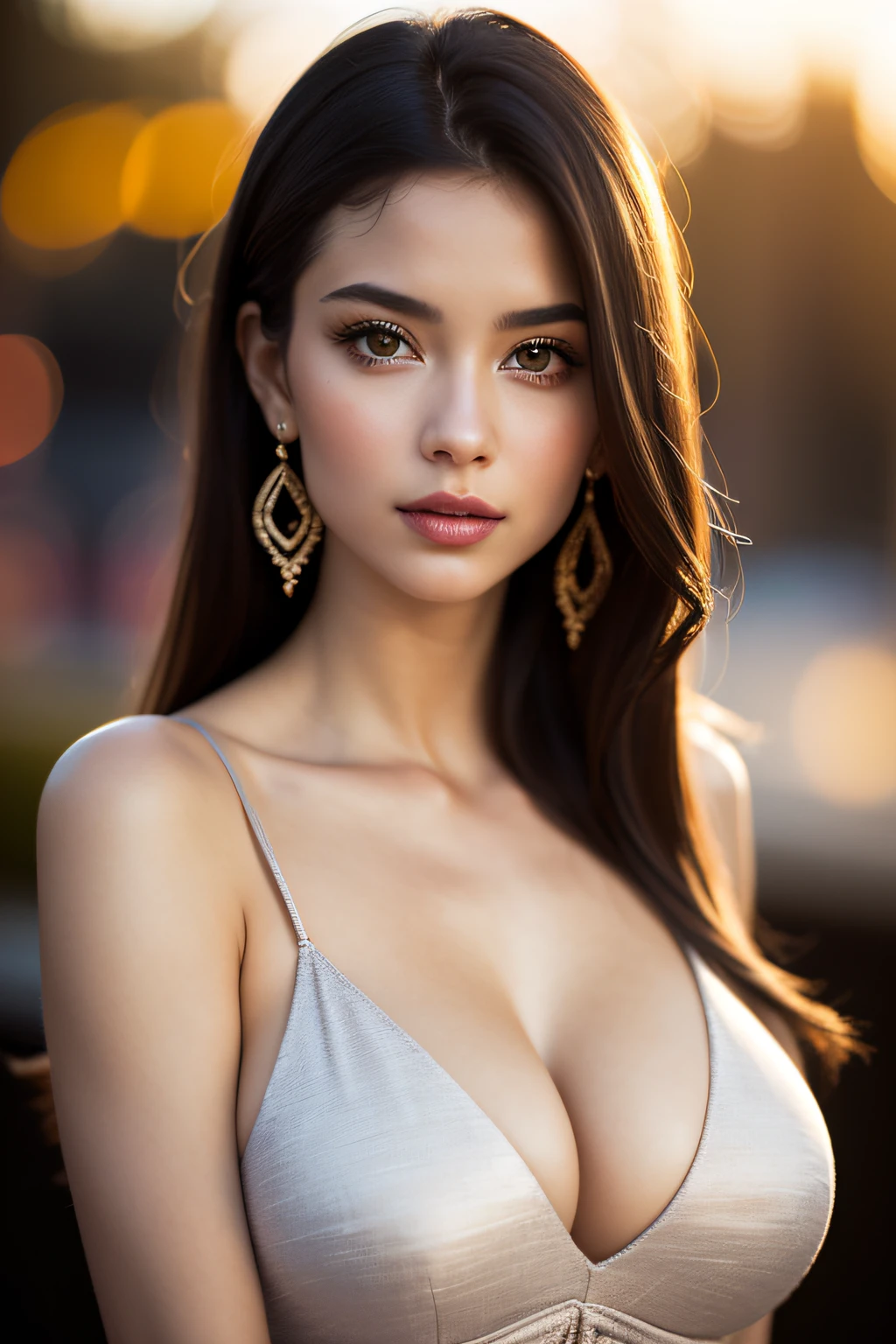 Portrait of a Young Beautiful Woman with Very Big Breasts in