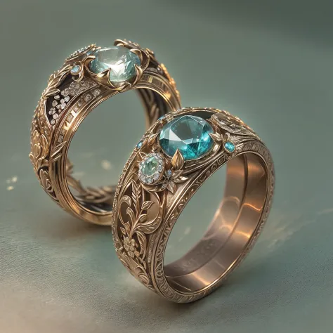 (Couple rings,A couple's ring,Two similar rings,Wedding Rings art design,solo:1.2),(Wedding Rings art design,glass flowers,nebula jewelry,starry sky color crystal,AbstractPattern Ring:1.45),(intricate,ironwork,handmade,A romantic engagement ring with a pea...