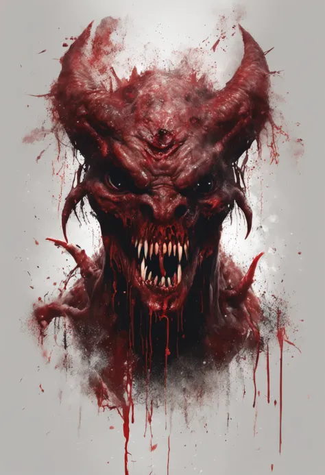 A painting of a demonic creature with a bloodied face and a bloodied head, carnage, Sci - Horror Art of Fiction, Science fiction horror artwork, inspired by Aleksi Briclot, Crocs de carnage, Horror fantasy art, par Aleksi Briclot, Horror concept art, venin...