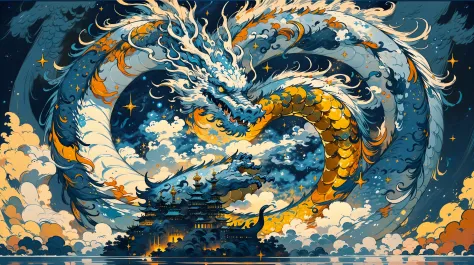 Win a new journey of tens of billions。Complete auspicious dragon，There are taps，Breaking through the clouds。Dark blue starry sky...