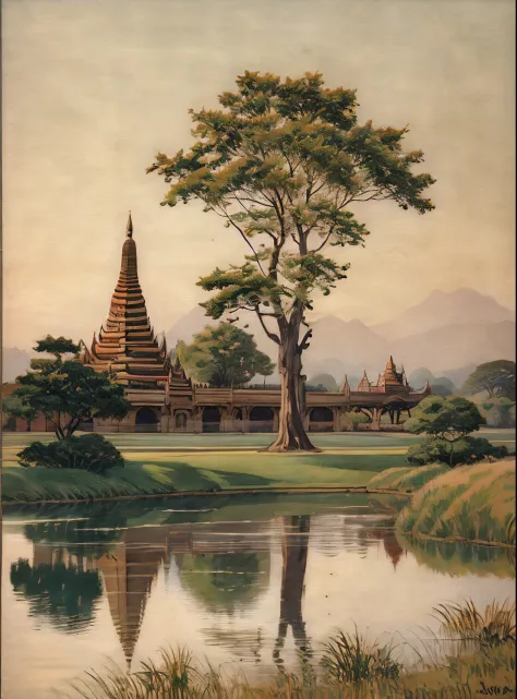 (masterpiece,best quality),vintage,
park,moutain,water,tree, bagan, myanmar, pagodas