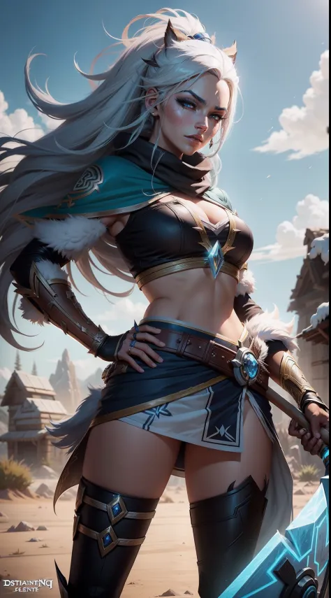 Ashe Sejuani junction(league of legends), A tribal leader with ice and bow skills, dominando o campo de batalha.