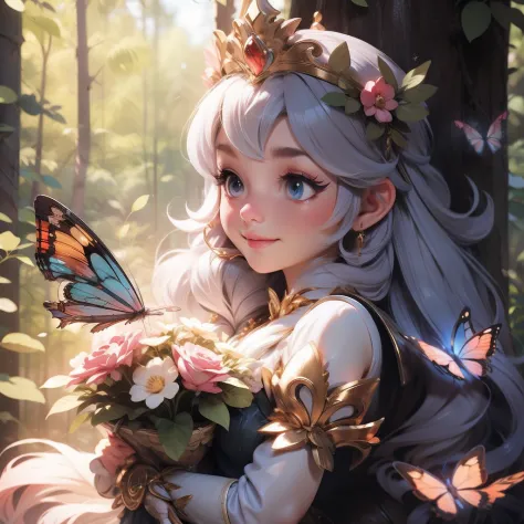 A beautiful fantasy princess, in the fantasy Forest