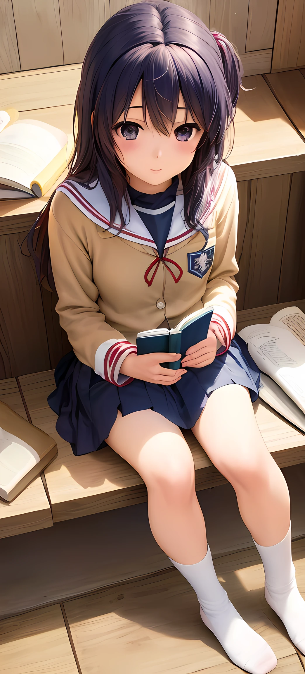 Anime girl sitting on toilet with a book on her lap, Hinata Hyuga, Realistic Schoolgirl, Rei Hiroe, nishimiya shouko, iwakura lain, Kotegawa Yui, Kimi Takemura, chiaki nanami, portrait of mayuri shiina, a hyperrealistic schoolgirl