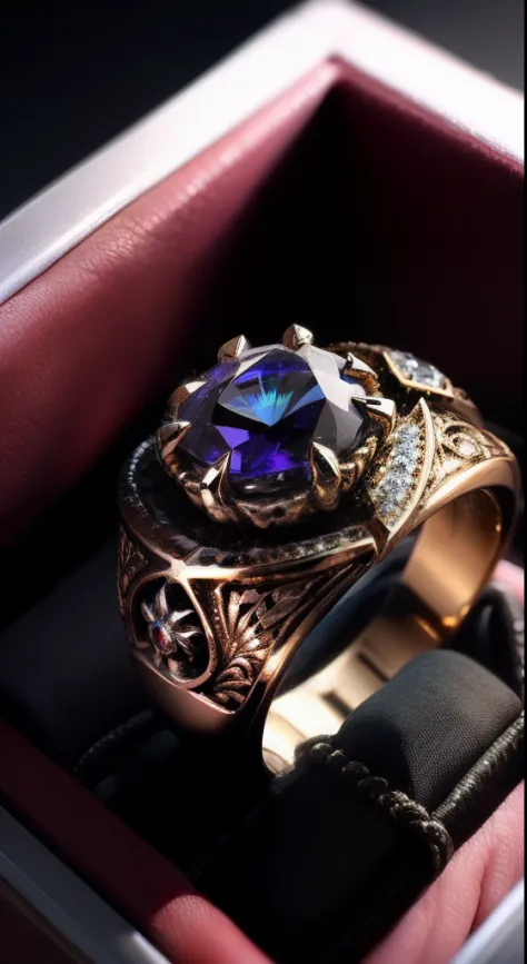 ((((ring))))，diamond，Fine lines，Skull ring，Close-up Shot Shot，gyuru，Beautiful ring，Petal design，Top designer work，Place in the box