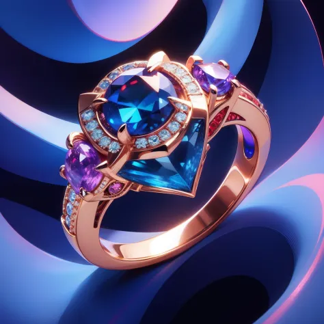(Huge Rings in the air)，Bold design，CreativeDesign，Red Jewel，sapphires，Purple gemstones，jade，gyuru，Wedding rings，diamond，Couple rings，Close-up of the ring，Three-dimensional feeling，reasonable design