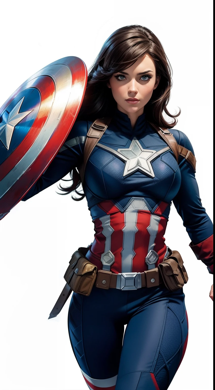 A woman in a captain america costume holding a shield - SeaArt AI