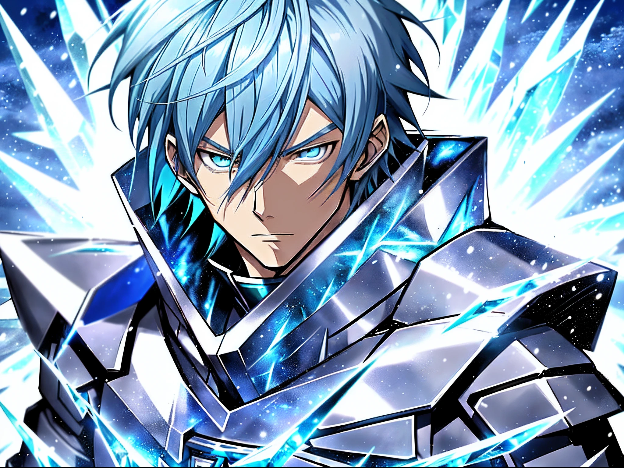Anime characters with blue hair and blue eyes in snowy scenes, Ice Mage, Tall  anime guy with blue eyes, freezing blue skin, Key anime art - SeaArt AI