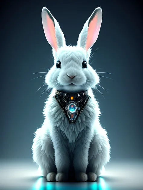 Cute rabbit made of crystal, 4K, (Cyborg:1.1), ([Tail|thin linework]:1.3), (intricately details), hdr, (intricately details, Super detail:1.2), Cinematography, Vignetting, centering