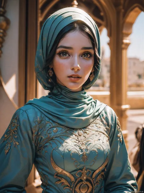 ((A beautiful woman in Muslim costume: 1.2)), ((roupa sexy feminino)), (obra prima, extremamente detalhado, melhor qualidade, de...