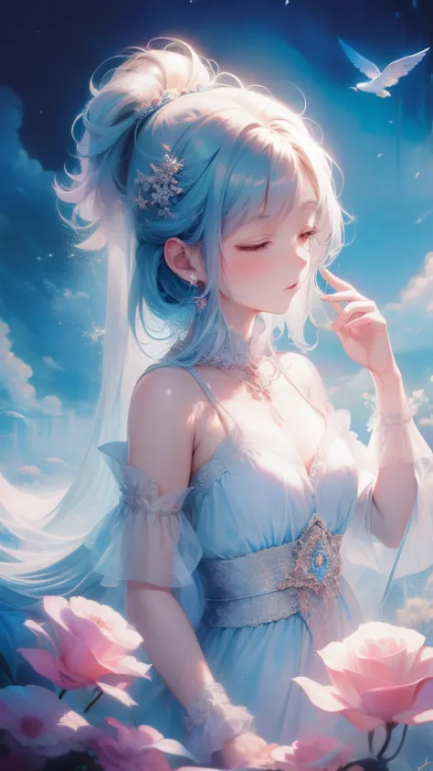 Once upon a moonlit night, in a land of dreams, there lived a little girl named Lily. Every night, as she closed her eyes, her imagination soared. In her dreams, she could fly among fluffy clouds and swim with mermaids in sparkling seas,Bright colors