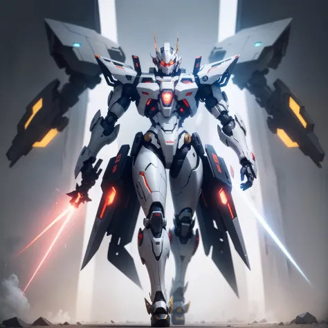 Create an anime-style mecha illustration. The mecha should have a modern and futuristic appearance. It can be of medium size, featuring a combination of robust parts and sleek details. Give the mecha a powerful and technological aura.

Choose a color palet...