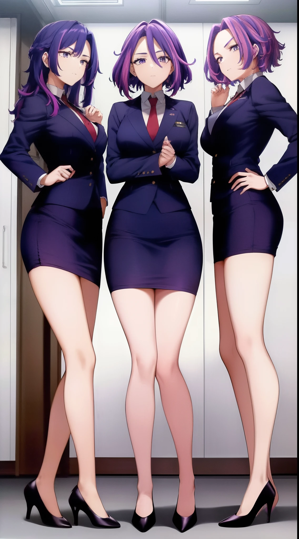 Three women in short skirts and high heels standing next to each other -  SeaArt AI