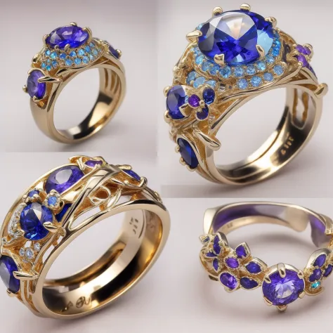 Masterpiece，highest  quality，(Nothing but the ring)，Beautiful ring, Ultra detailed，(No Man),Phoenix ring setting，starrysky，Wrapped around the end from beginning to end，Delicate gold ring，Starry sky in the ring,The sheen，inverted image，Sparkling blue-purple...