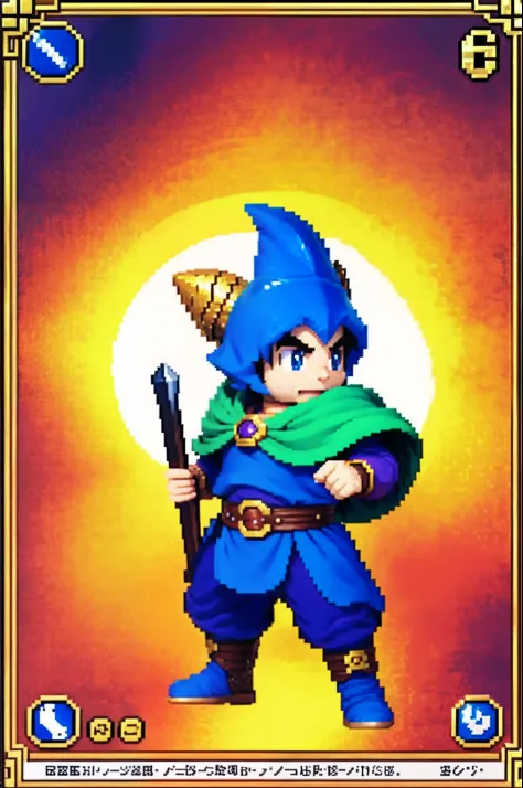 pixel game《dragon quest》，Game character design，（cavalier：1.4），Heavy armor，16-bit pixels