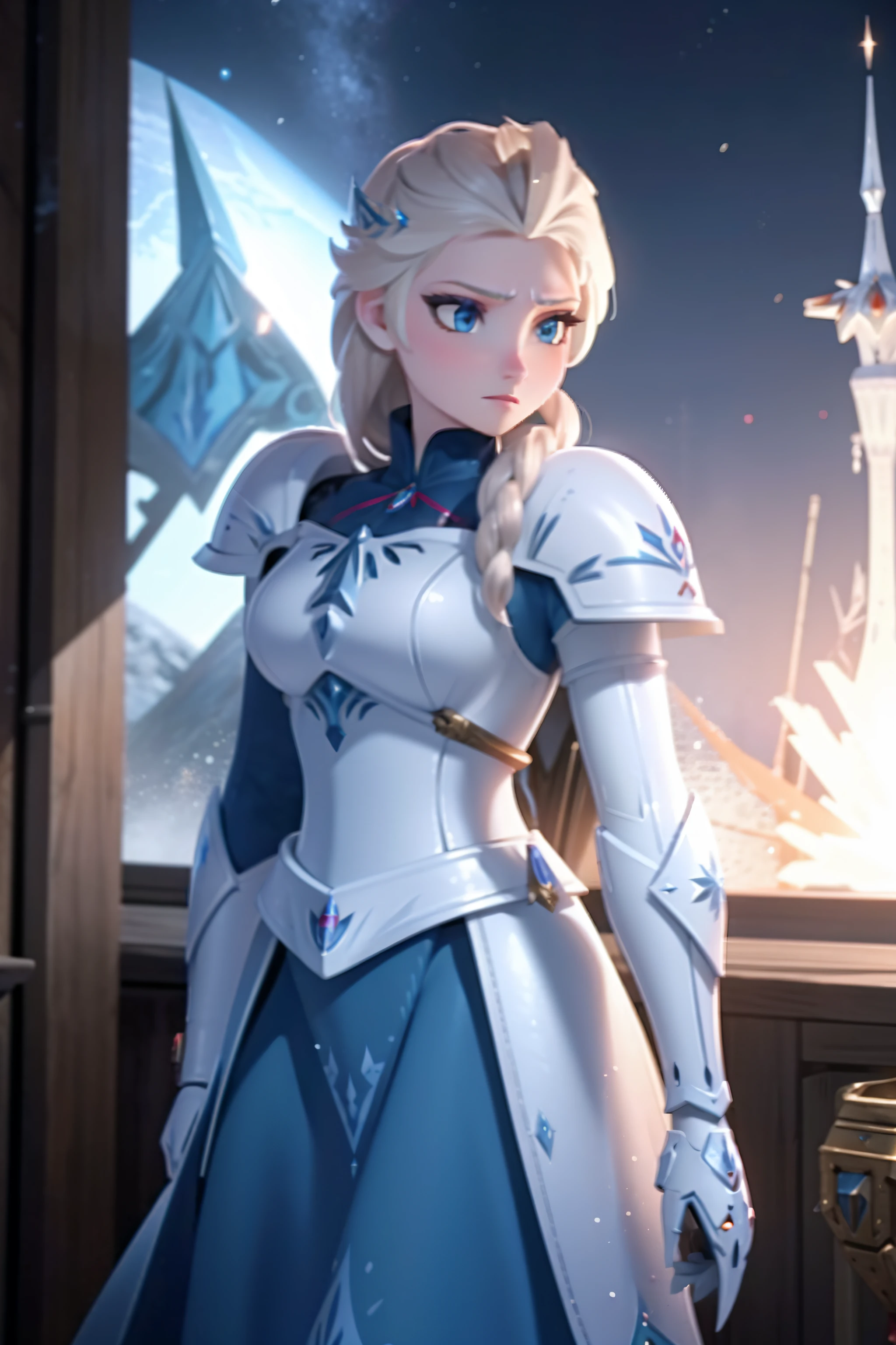 Elsa en armadura de marines espaciales, martillo de guerra, Mirando hacia adelante