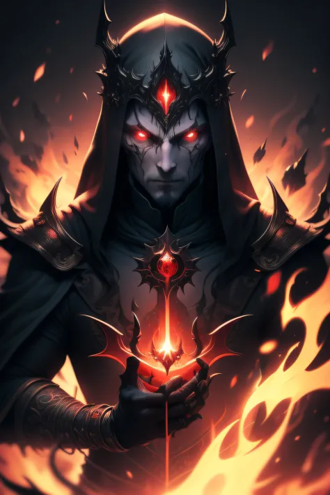 A closeup of a demonic gauntlet with red eyes,(manopla : 1.5) O Senhor das Trevas Sauron, apprehension of darkness!!!, Retrato d...