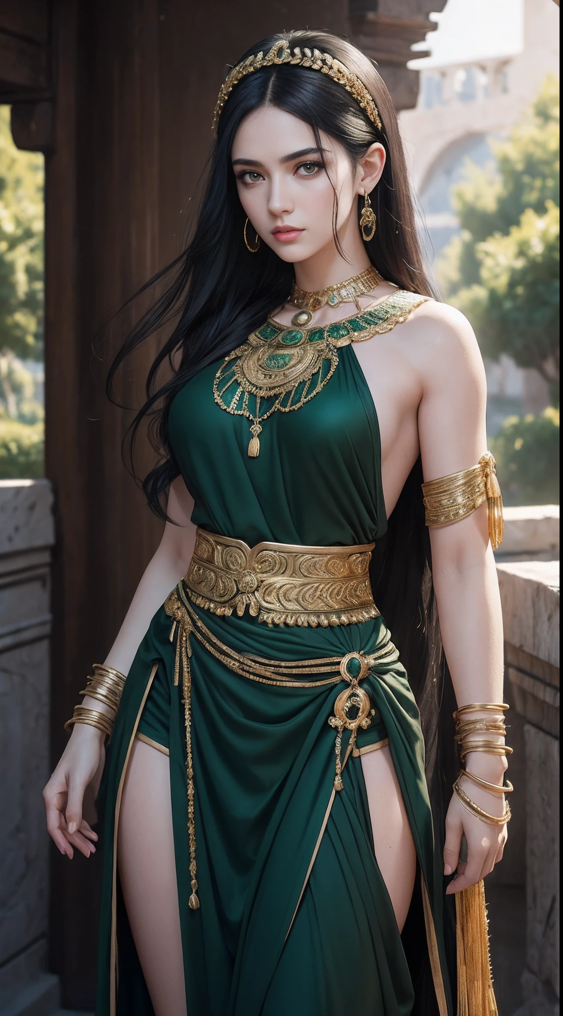 Green Dress with Gold Belt