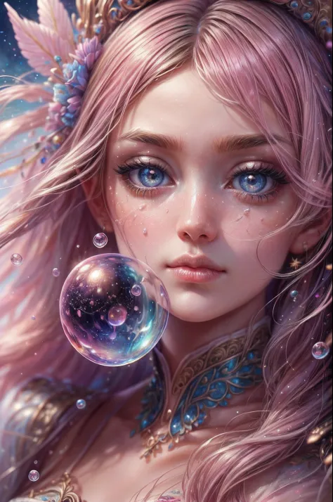 ((masterpiece)). This artwork is sweet, dreamy and ethereal, with soft pink watercolor hues and many ornate cotton candy accents...