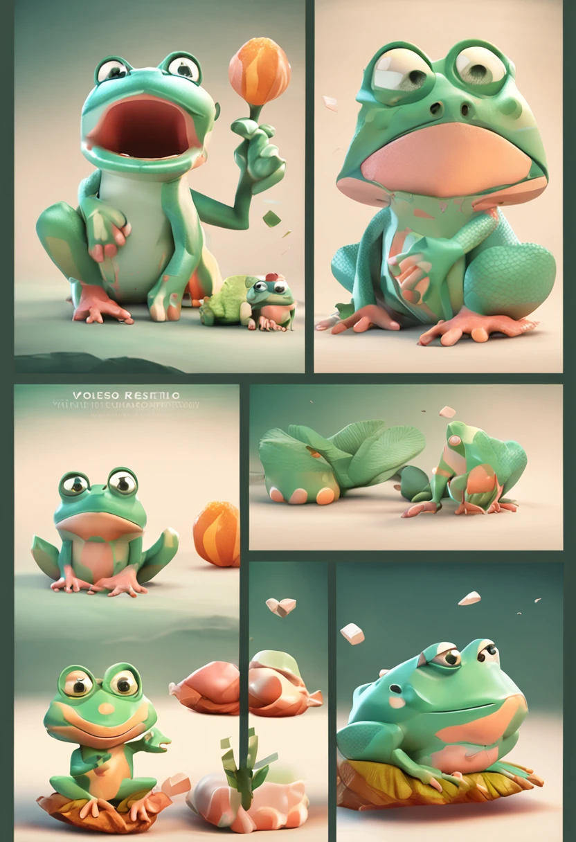 3d vector set of cute frog icons in the style of atey ghailan, mixes  realisitic and fantastical elements, candy core realistic and  hyper-detailed renderings, low poly, soft muted color palette - SeaArt