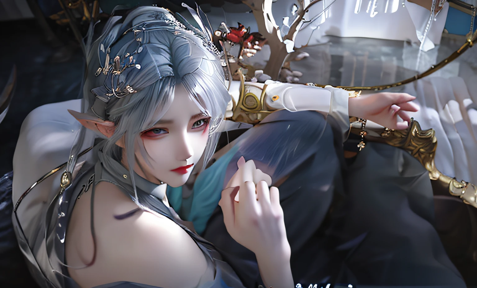 有一個女人拿著床單坐下來, 古維茲-style artwork, 古維茲, 古威茲傑作, guweiz 在 artstation pixiv 上, Pixiv ArtStation 中的 Guweiz, 8K高品質細節藝術, 作者：楊傑, 🌺 CGS協會, 作者：李松, 奇幻藝術風格