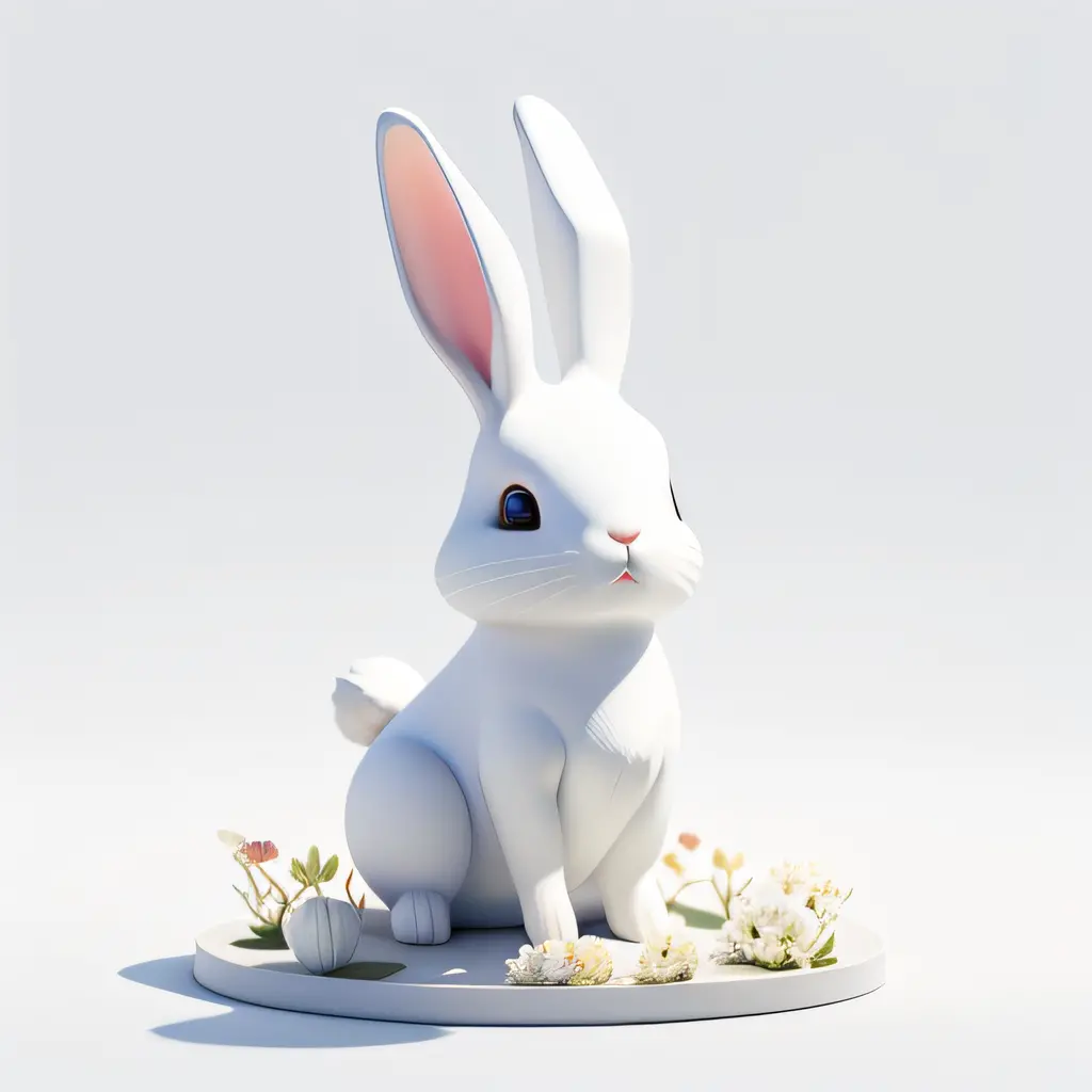 A rabbit, ((Smooth texture))，White body，sat on the ground, Looking up, Mid-Autumn Festival atmosphere, 。.。.。.3D, C4D, blender, rendering by octane, Simple background, （White background：1.3）, A masterpiece of pastel colors, Soft material，Best quality, Ultra...