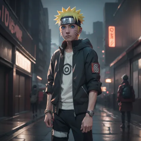 naruto, tumblr, jacket, visual street, anime boy, kawaii, photo, 8k, very detailed, cyberpunk