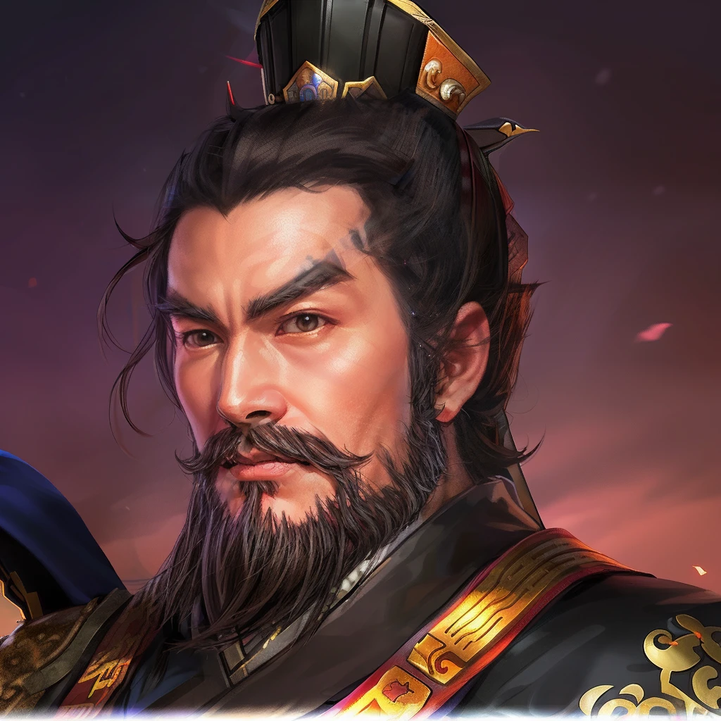 Image of Arafeld of a man with a beard and top hat, inspired by Dong Yuan, heise jinyao, Inspired by Huang Shen, inspired by Li Kan, bian lian, inspired by Wu Bin, Inspired by Cao Zhibai, Guan yu, inspired by Wu Daozi, Inspired by Seki Dosheng, xianxia hero