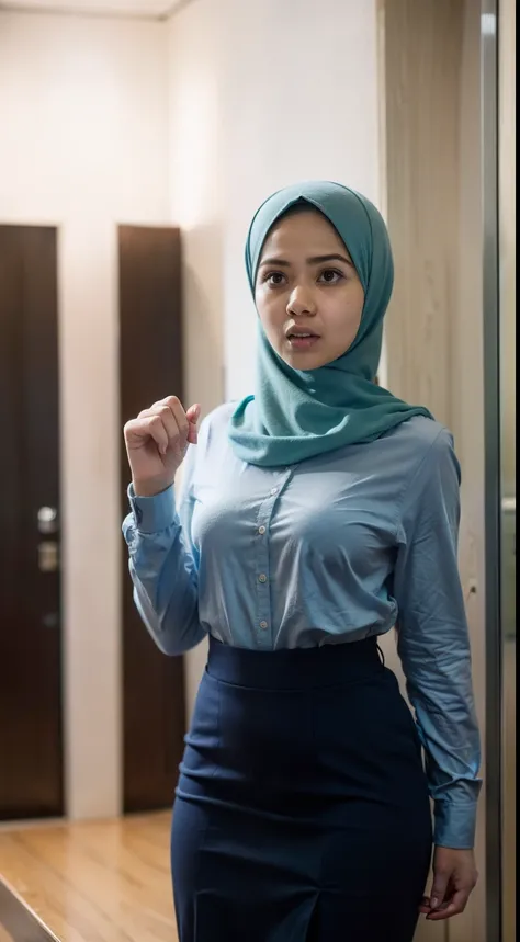 mira filzah standing angrily in meeting room angry, rise her fist ...