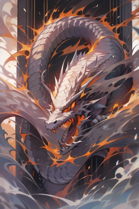 "Immerse yourself in the awe-inspiring grandeur of an enigmatic dragon bathed in the ethereal glow of infernal flames, as ancient symbols channel its mystical power."