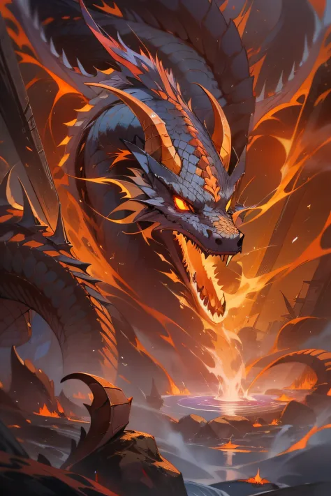 "Immerse yourself in the awe-inspiring grandeur of an enigmatic dragon bathed in the ethereal glow of infernal flames, as ancient symbols channel its mystical power,god,au"