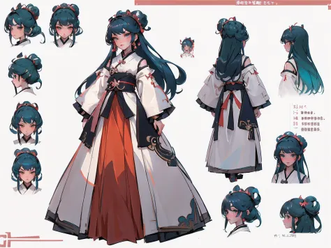 a close up of a person in a dress with different hairs, onmyoji detailed art, cushart krenz, anime character design, onmyoji, an...