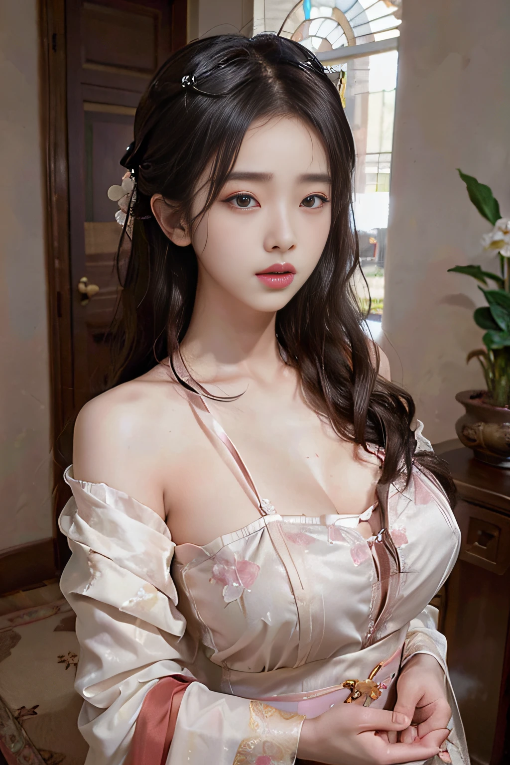 8k, RAW Photo, Best Quality, Masterpiece: 1.2), (Realistic, Photo Realistic: 1.4), {{{1girl}}},, Depth of Field, Full Body, Cinematic Lighting, princess 8 yeald old cute, (huge ，cleavage) Beautiful Facial Features, Beautiful Body, Sweating, , Depth of Field, Skin, Ears, Pale Skin, Best Quality, Masterpiece, Illustration, an extremely deciple and beautiful, extremely detailed,CG,unity,8k wallpaper,amazing,finely detail,master,best quality,official art,extremely detailed CG unity 8k wallpaper,ridiculous,incredibly ridiculous,huge file size, super verbose, high resolution, very verbose, Beautiful detailed girl, very detailed eyes and face, beautiful detailed eyes, light on face, (Hanfu: 1.1), pink white, blue sky