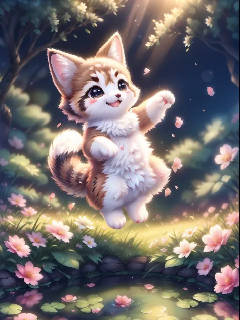 Complex background, Beautiful lighting, deepshadow, Best Quality, masutepiece, 超A high resolution, Photorealistic, lots of fine detail, Soft colors, Volumetric lighting, scifi, Contrasty:0.5, Solo:1.4, (main visuals_coon:1.2), (corgi:0.8), Cute, animal, fo...