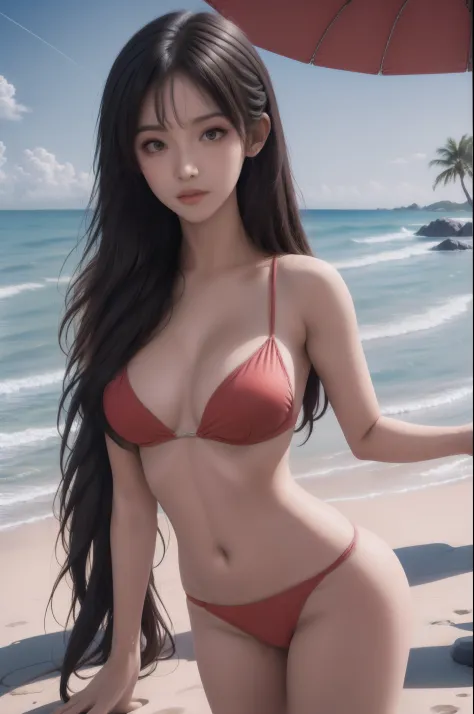 ((Best Quality)), ((Masterpiece)), (Details: 1.4), 3D,1girl,kuisi,Seaside background，solo,Best Quality, High Resolution,