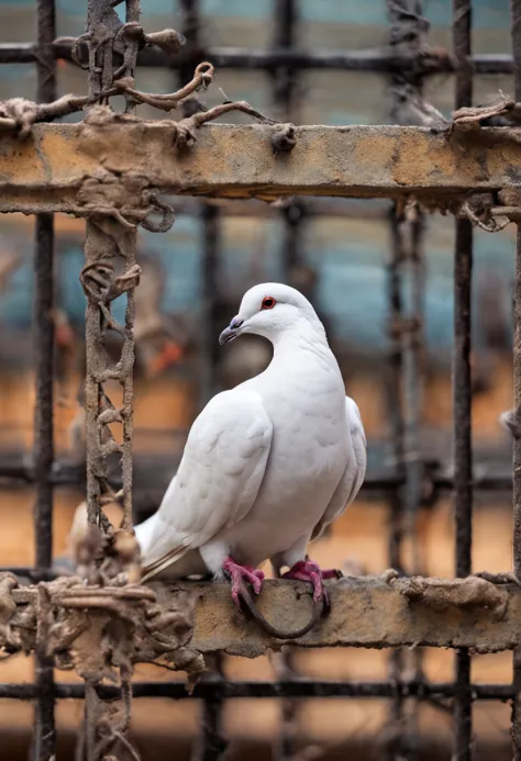 White doves imprisoned in prison