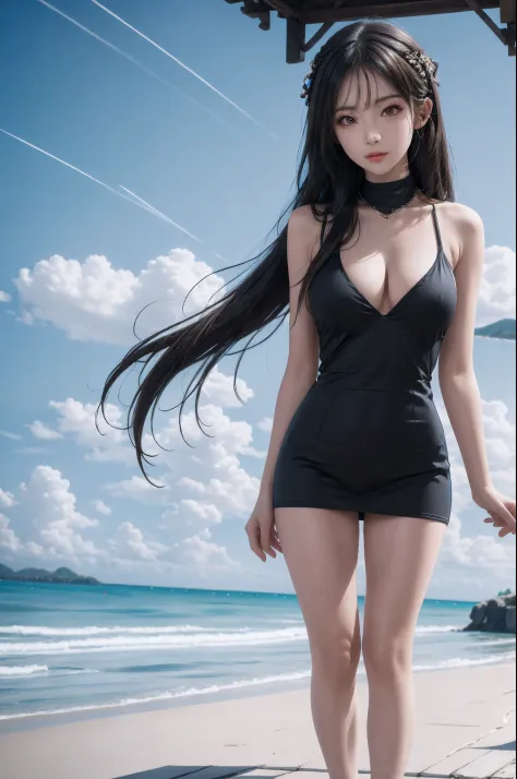 (Details: 1.4), 3D,1girl,kuisi,Seaside background，solo,Best Quality, High Resolution,