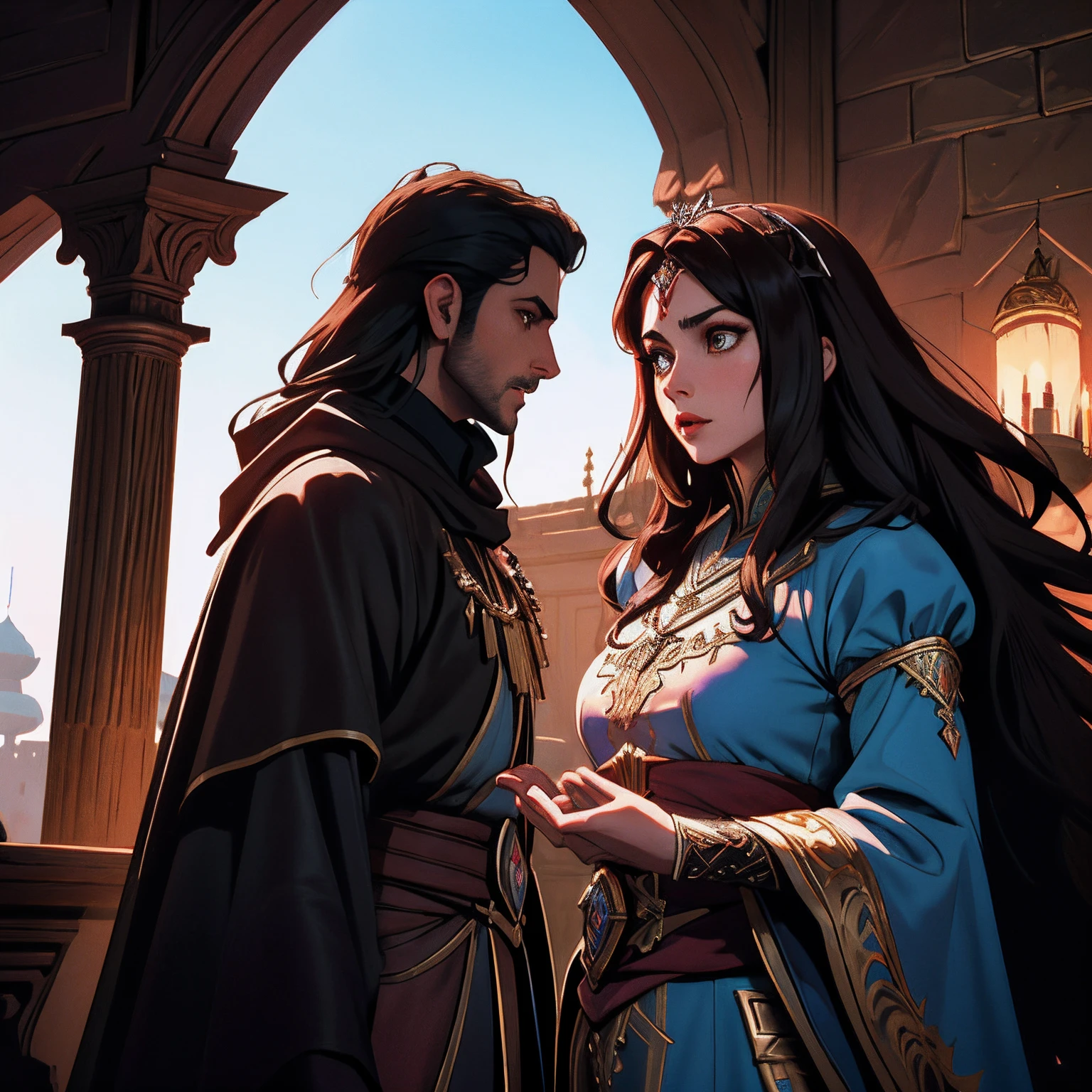 Castlevania Lord of the Shadows hyper realistic super detailed princess with her servants Moroccan caftan cutscenes scenes movie Epic Legendary