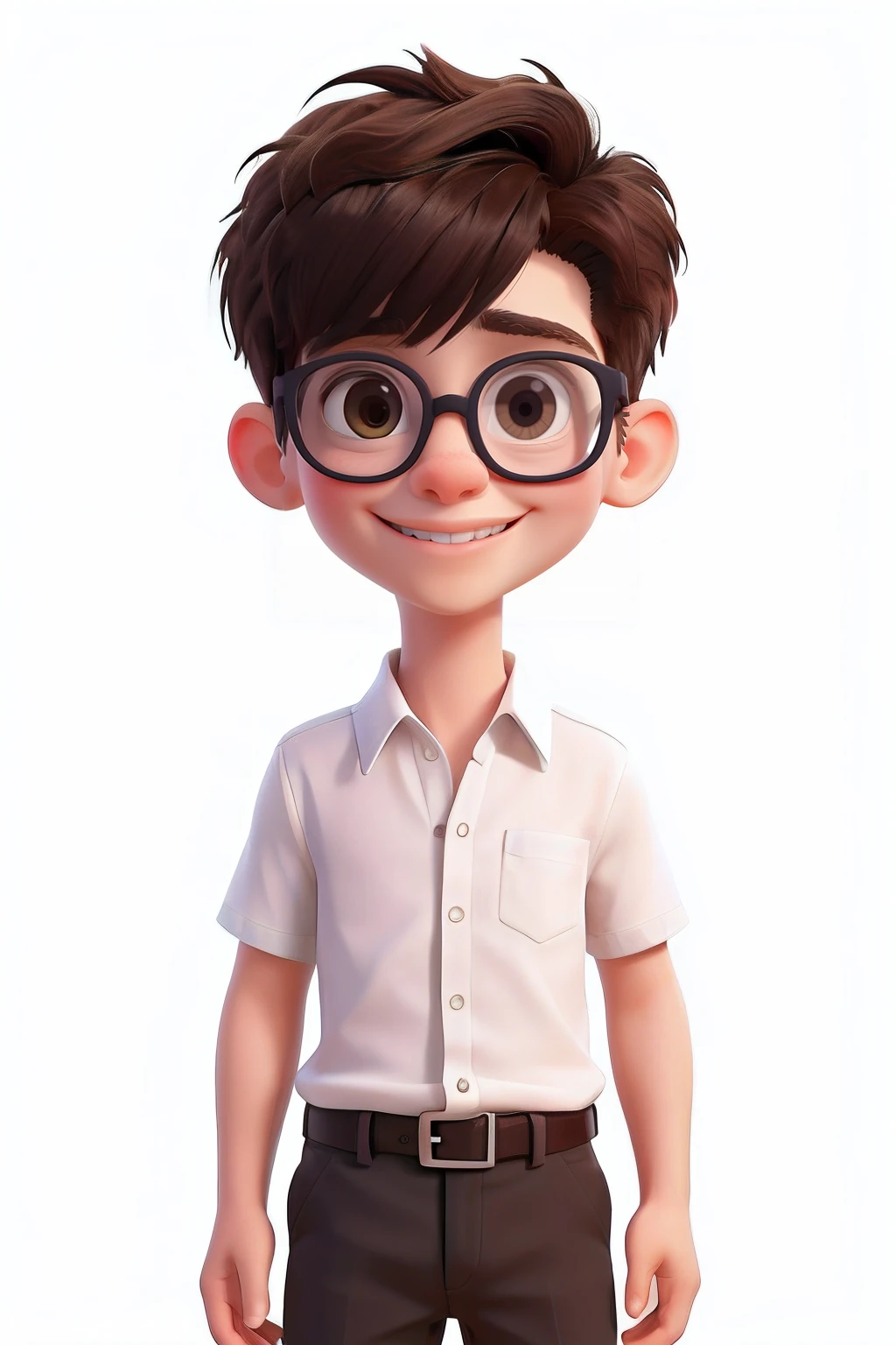 A cartoon boy with glasses and a white shirt - SeaArt AI