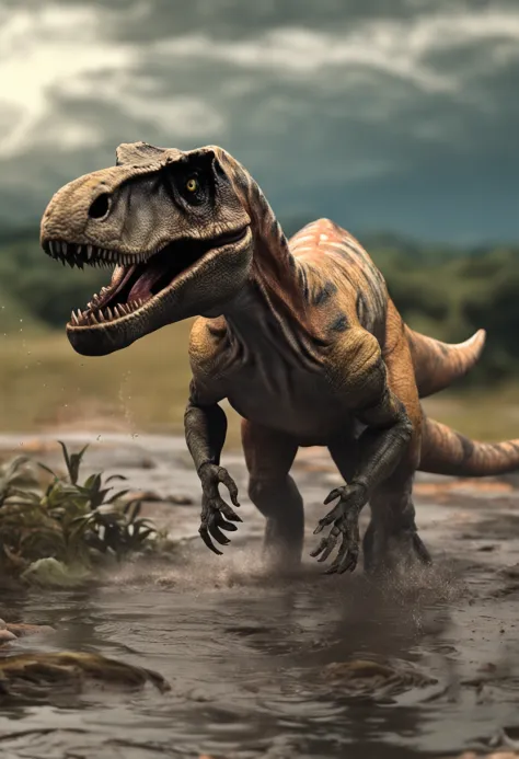 Allosaurus was submerged in muddy mud