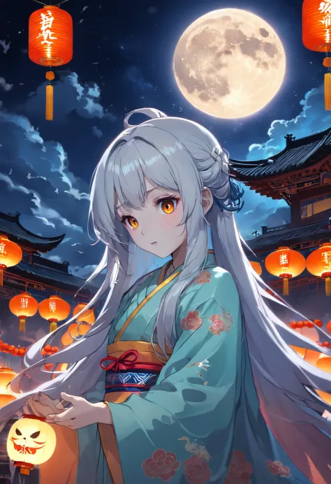 Zhongyuan Festival Ghost Festival Ghost Glow Night Bright Moon