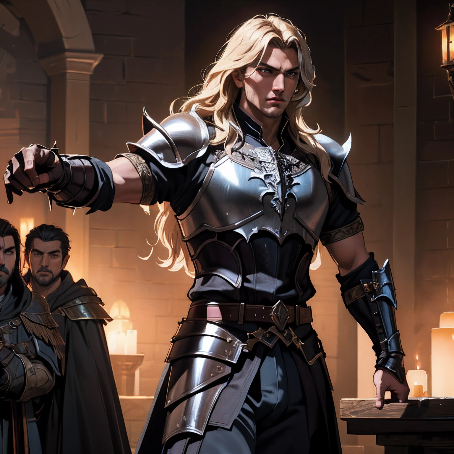 Castlevania Lord of the shadows hyper realistic super detailed Dynamic shot master piece muscular handsome warrior leather Armor Wear with his army medieval Arabian cinématique scènes movie Epic Legendary